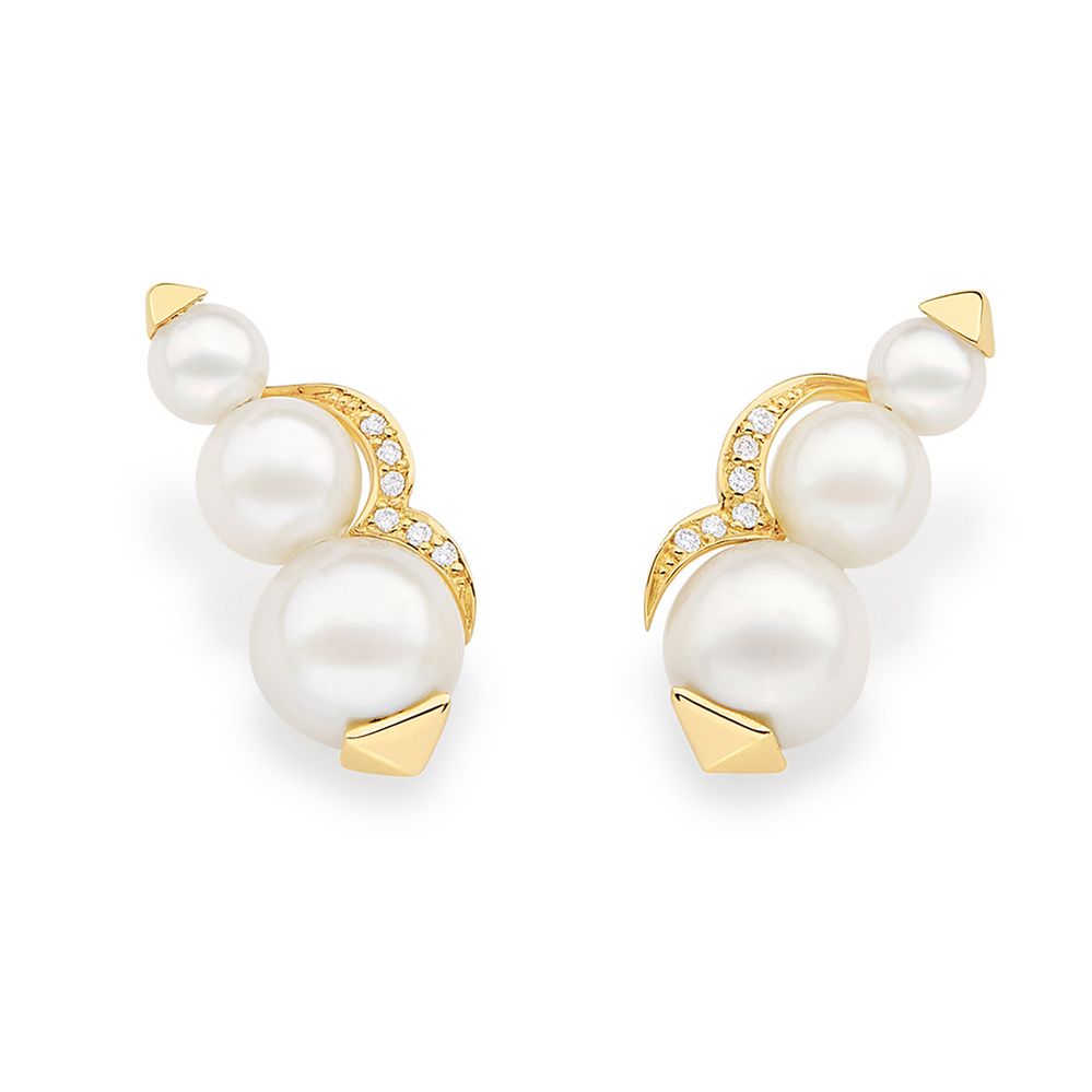 Brinco em Ouro, Diamante e Pérola Bergerson Joias